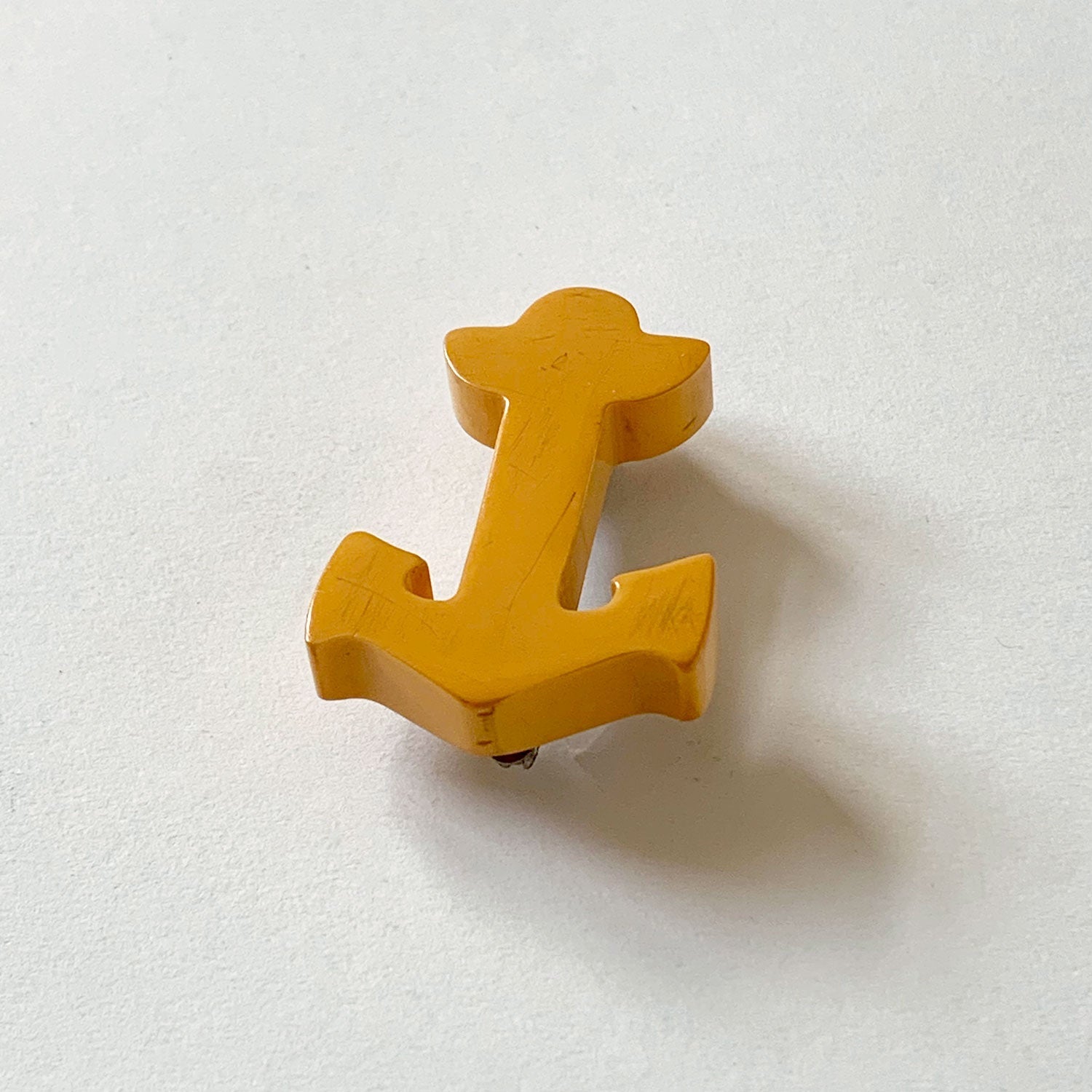 Vintage Bakelite Anchor Pin Yellow