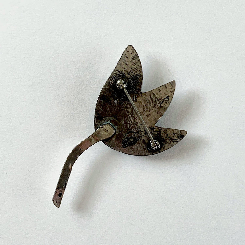Vintage Sterling Flower Pin with Turquoise