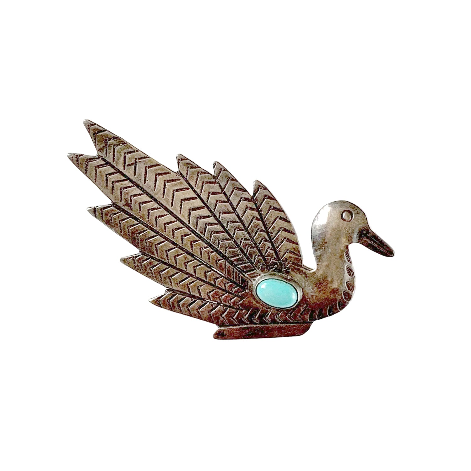 Vintage Sterling Swan Pin with Turquoise