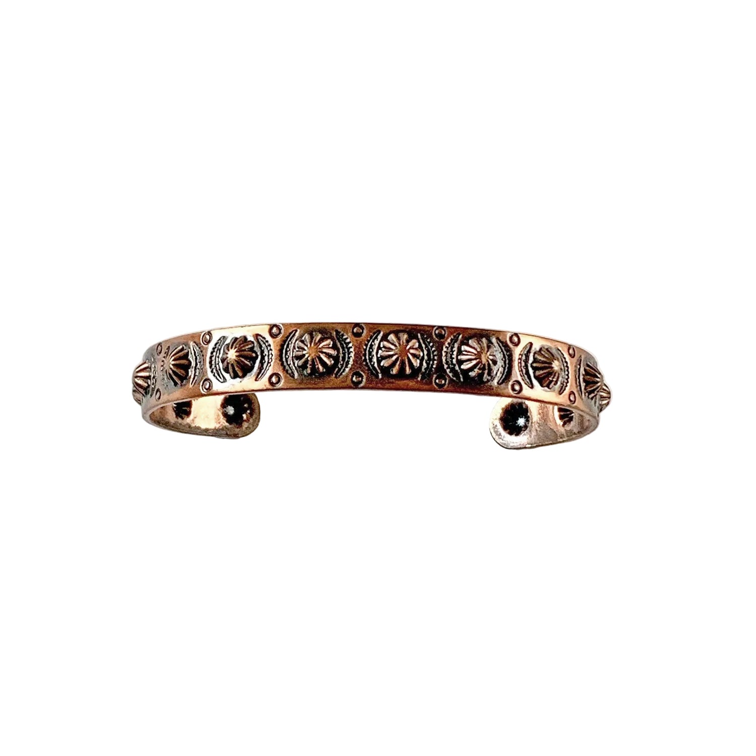 Vintage Copper Bell Punched Cuff Bracelet