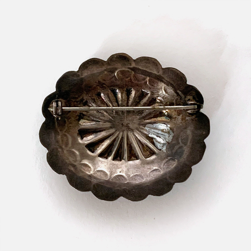 Vintage Sterling Concho Pin with Stone