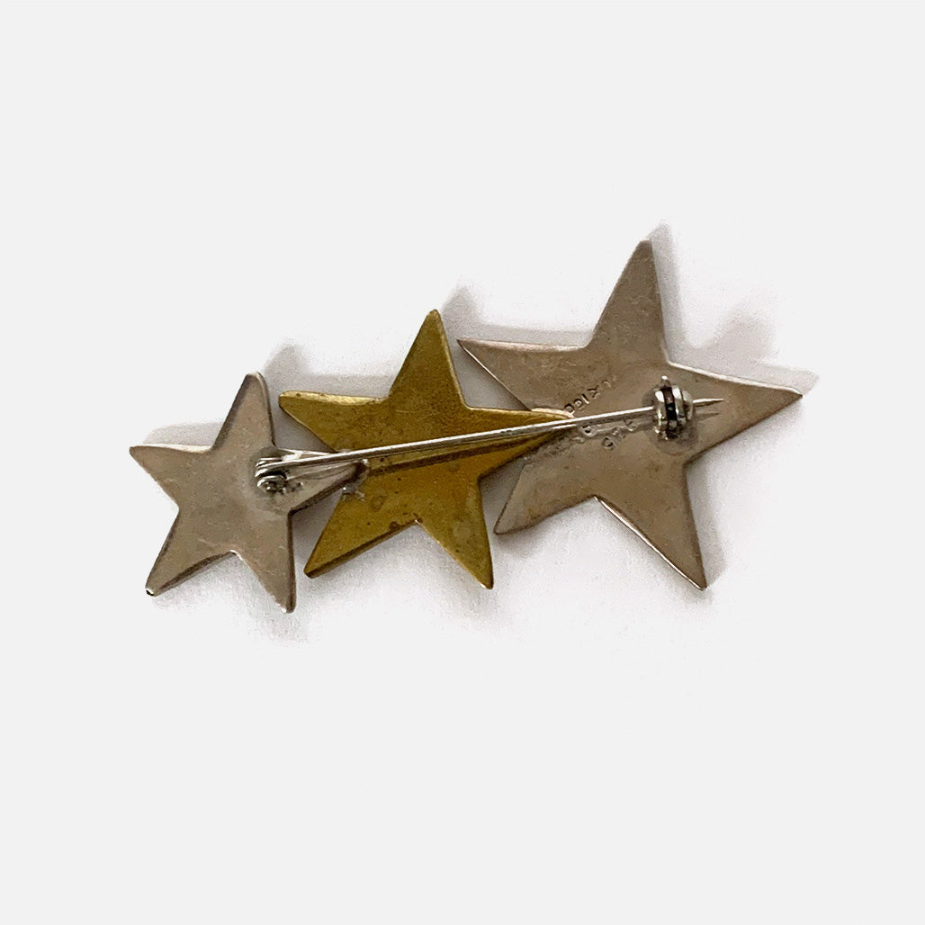Vintage 925 Silver Three Stars Pin