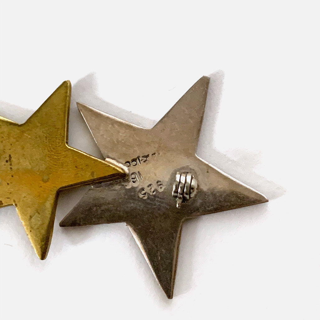 Vintage 925 Silver Three Stars Pin