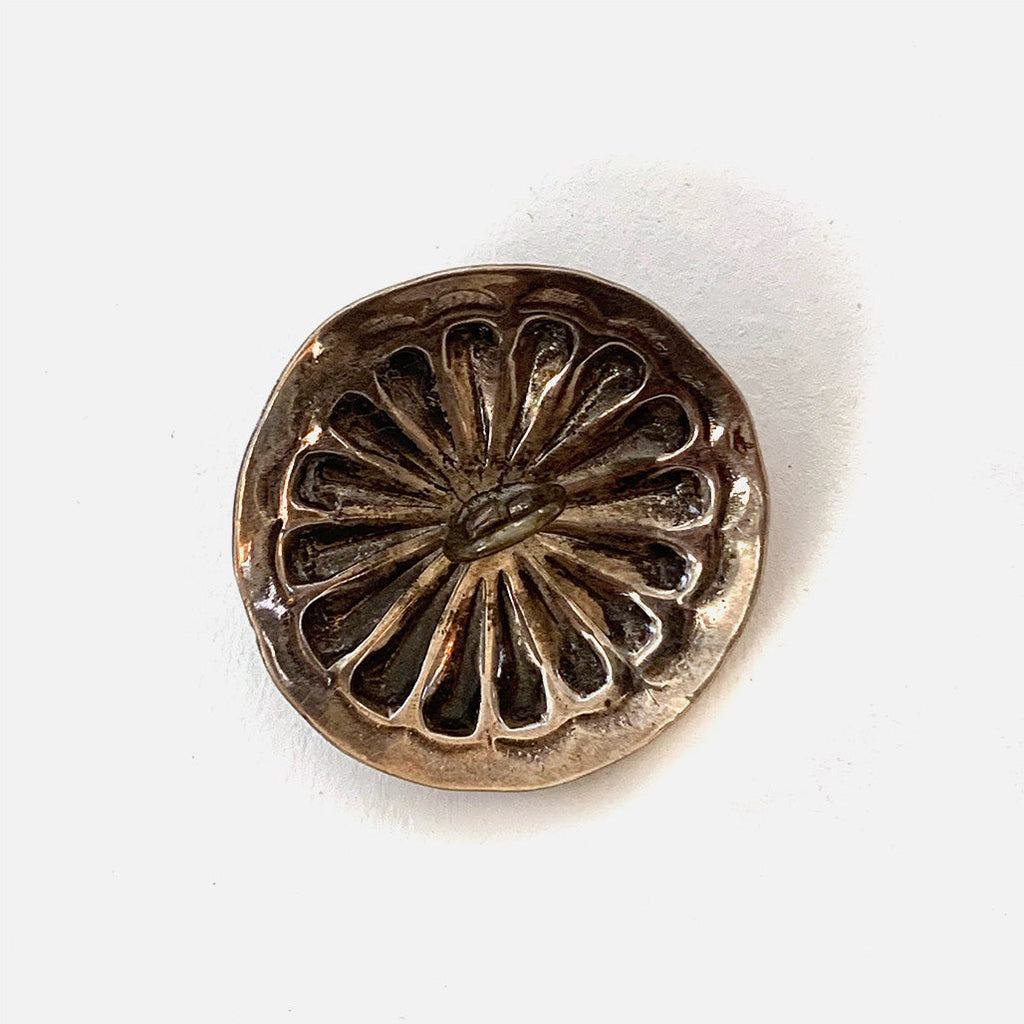 Vintage Silver Hand Stamped Concho Button with Turquoise
