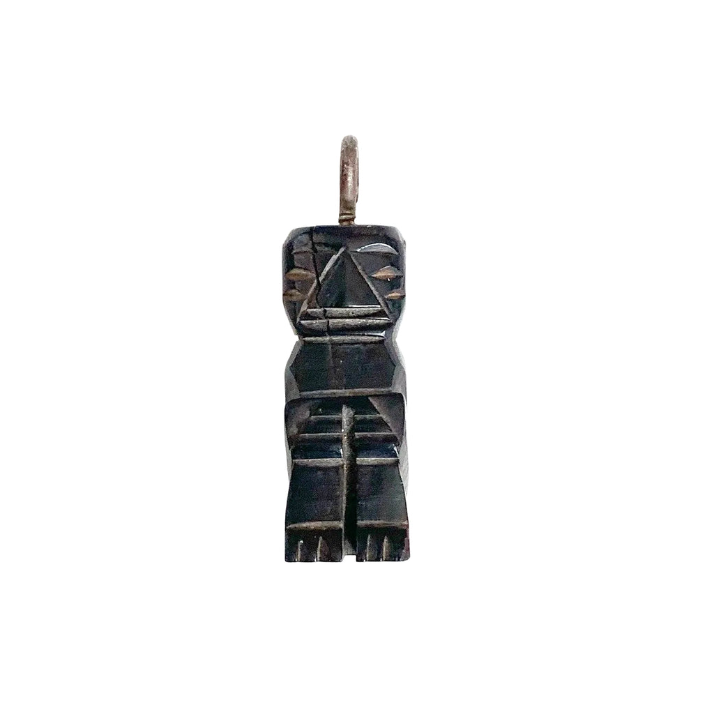Vintage Hand Carved Tiki Man Ebony Pendant