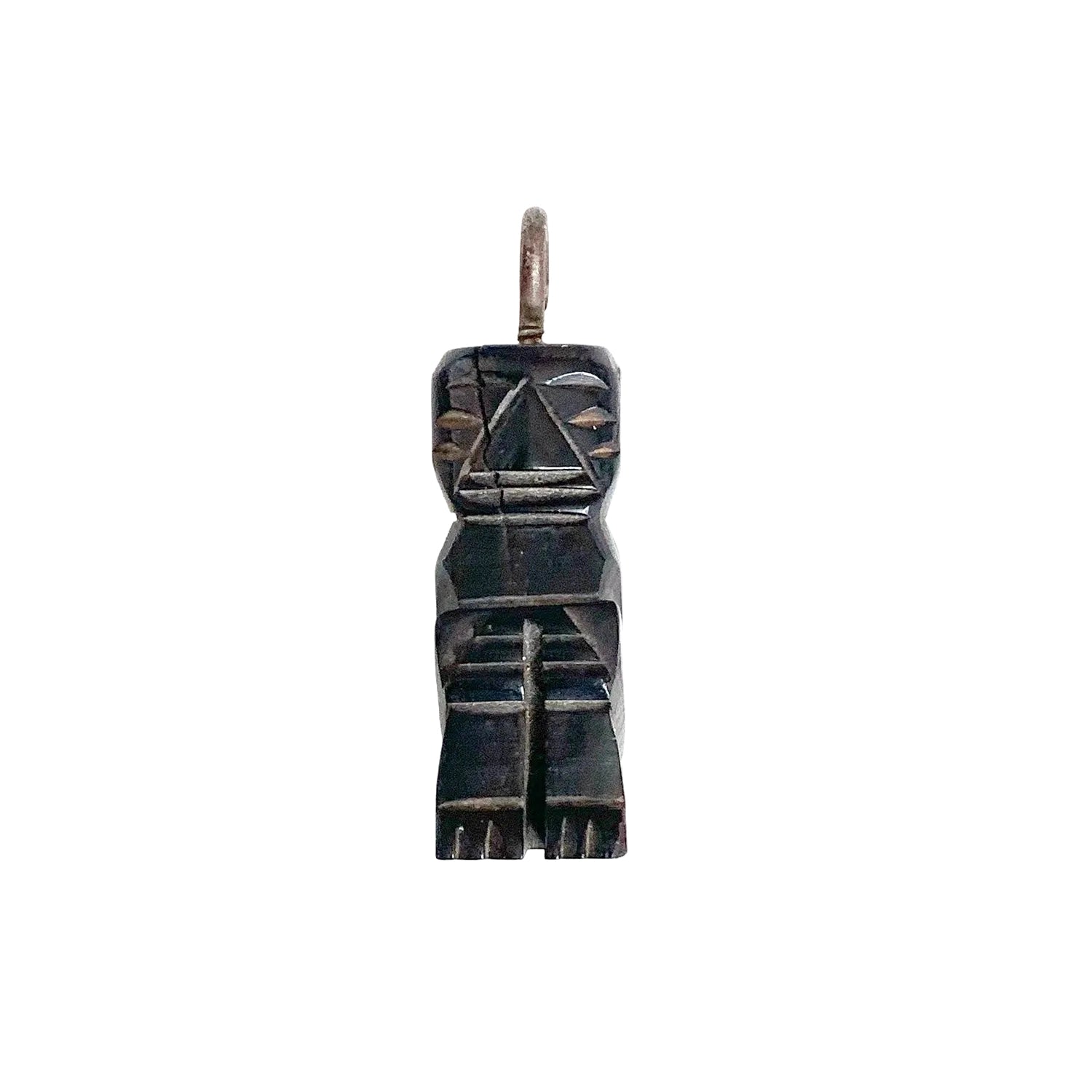 Vintage Hand Carved Tiki Man Ebony Pendant