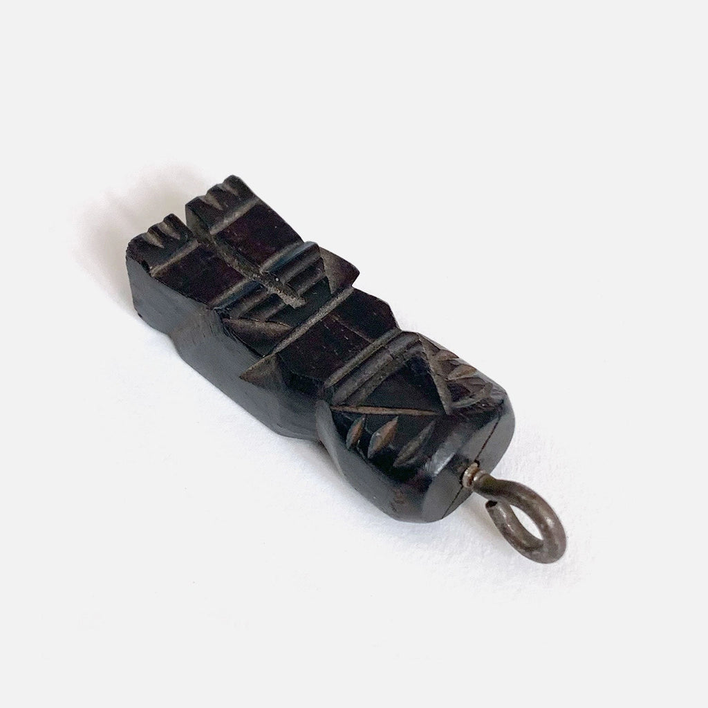 Vintage Hand Carved Tiki Man Ebony Pendant