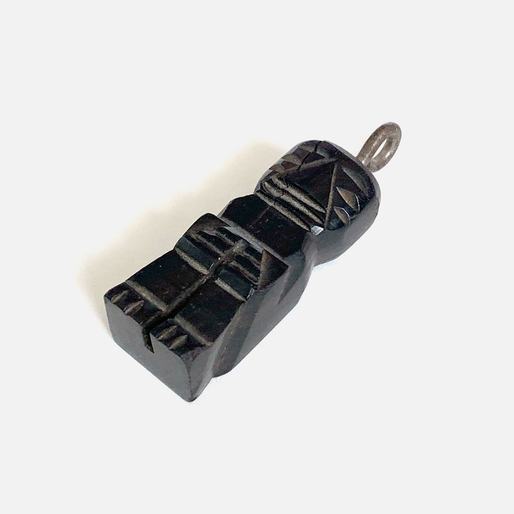 Vintage Hand Carved Tiki Man Ebony Pendant