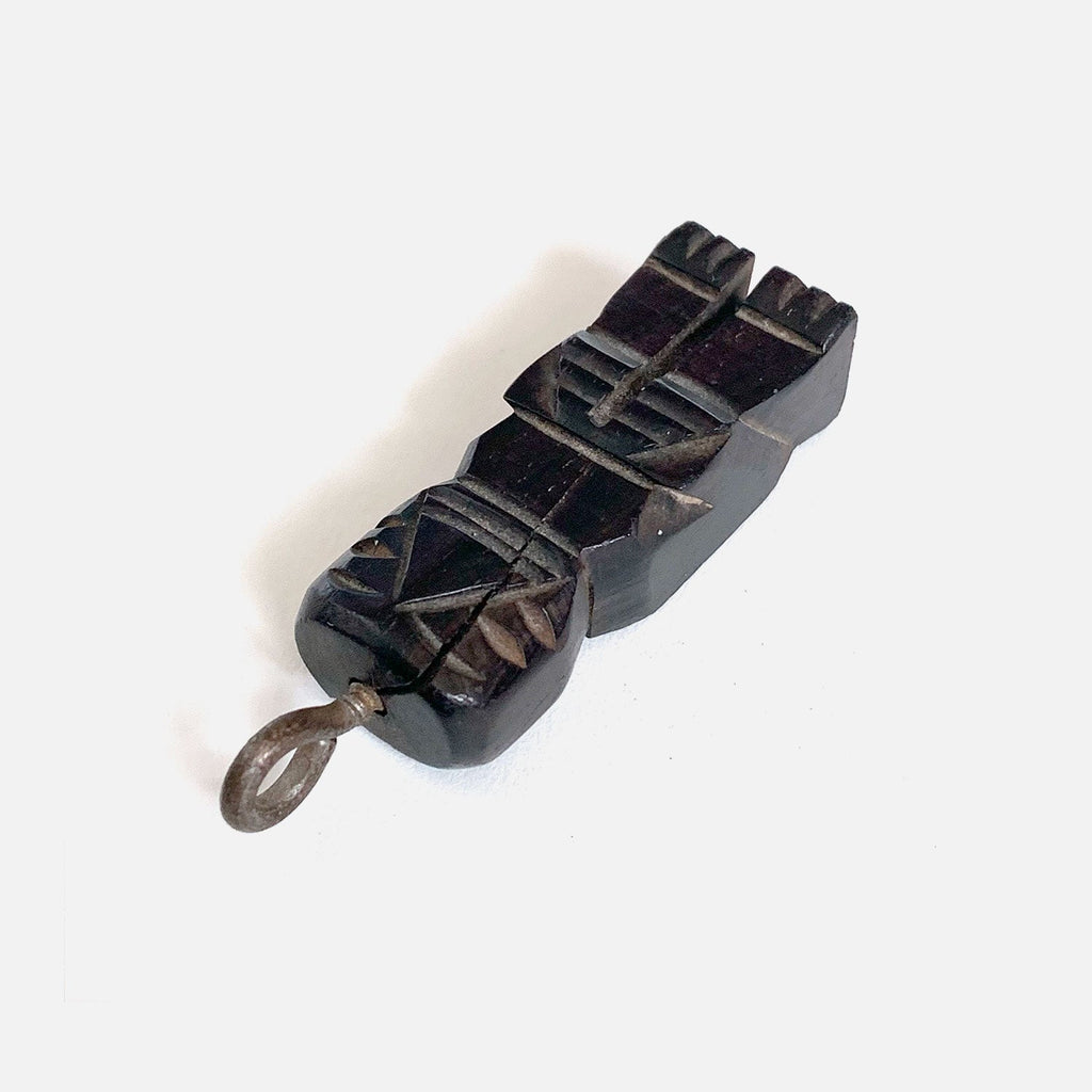 Vintage Hand Carved Tiki Man Ebony Pendant